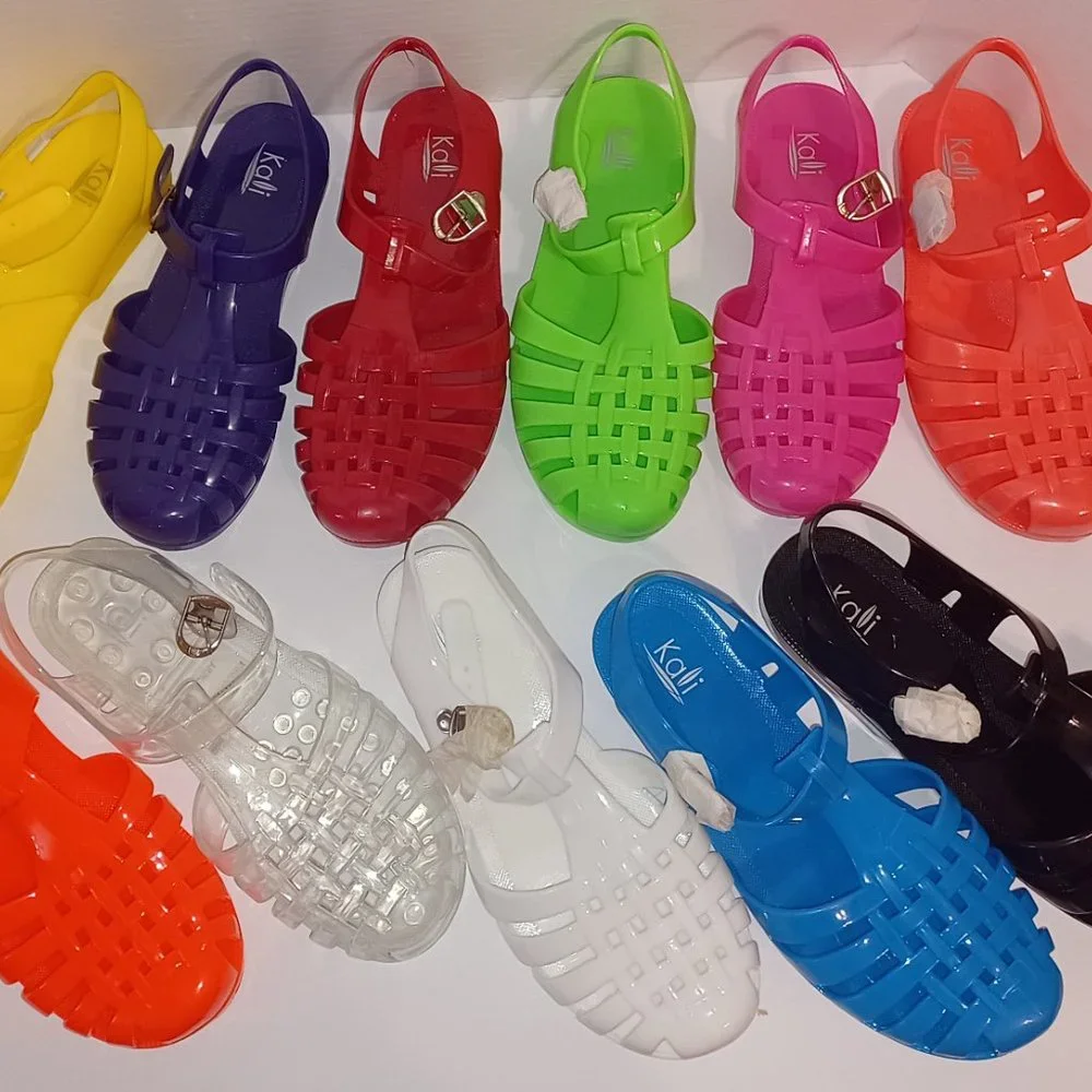 Women Low Flat Heel Gladiator Water Summer Shoes Jelly Fisherman Sandals CLEAR